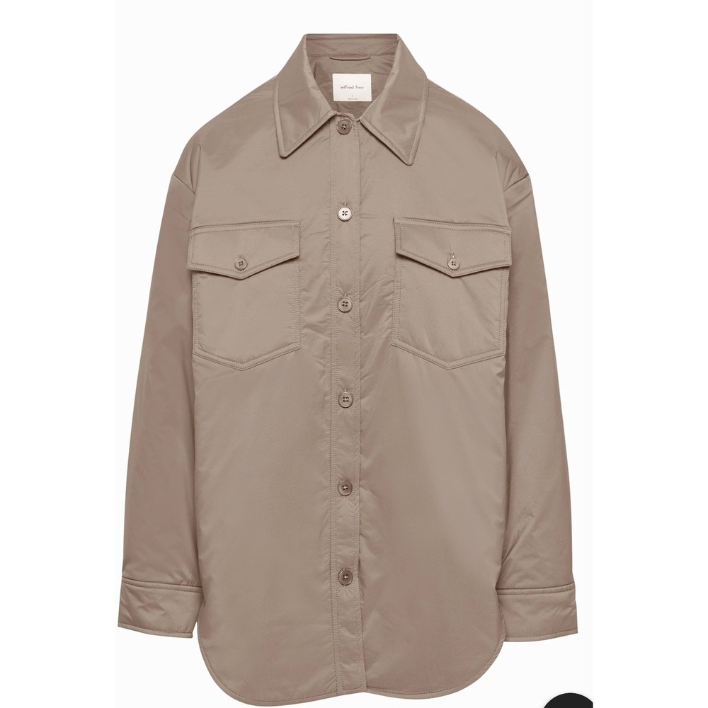 Wilfred Free Aritzia Ganna Puffer Shacket Women Small Tan Beige Shirt Jacket